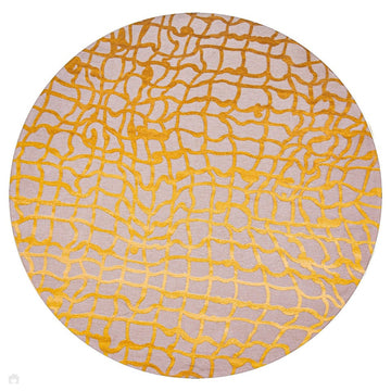 Louis De Poortere Mad Men Dedalo 9205 Yellow Scarab Washable Polyester Flatweave Round Eco-Rug-Louis De Poortere-Rug Love - The Most Loved Rug Store